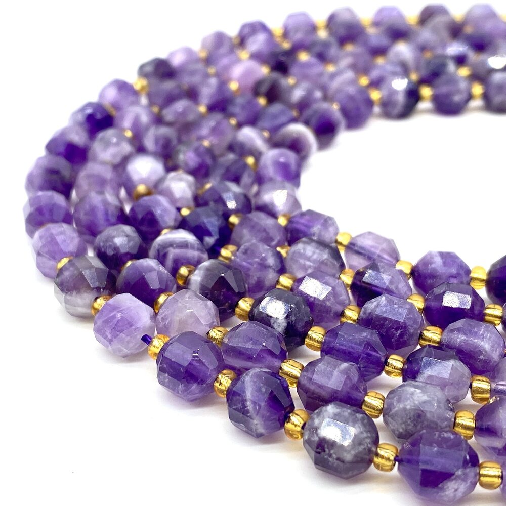 8444 ABCGEMS Brazilian Chevron Banded Amethyst Beads Enhanced Prism Shape